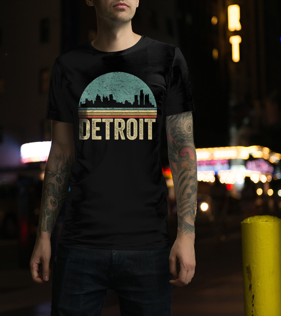 Retro 70s 80s Detroit Skyline Vintage T-Shirt