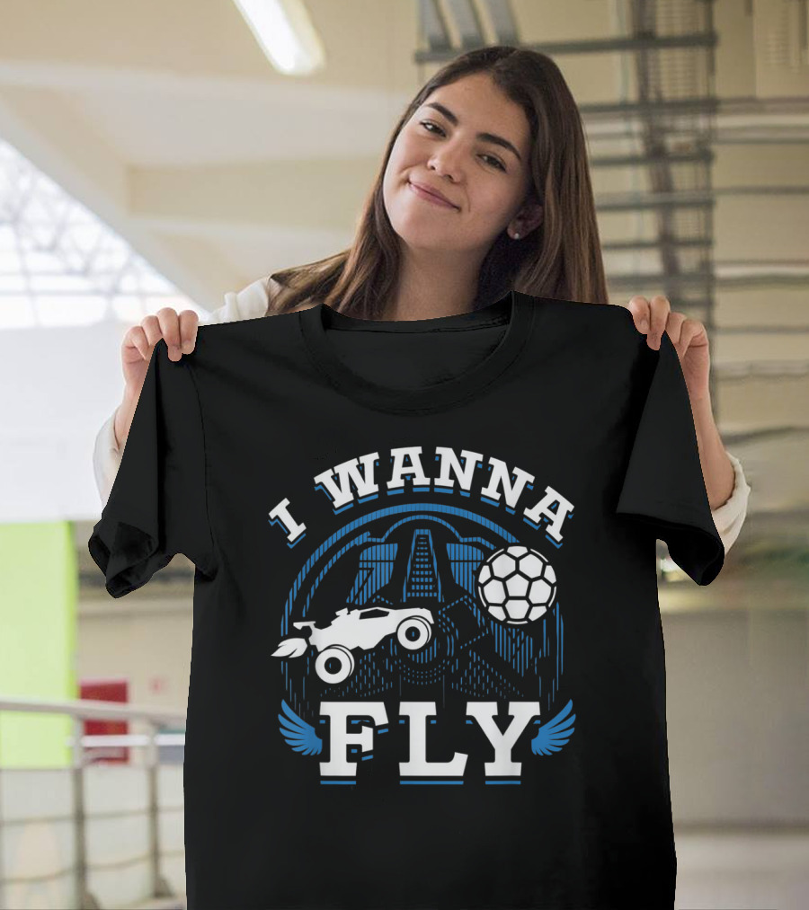Rokt Leeg I Wanna Fly Funny Troll Car Soccer T-Shirt
