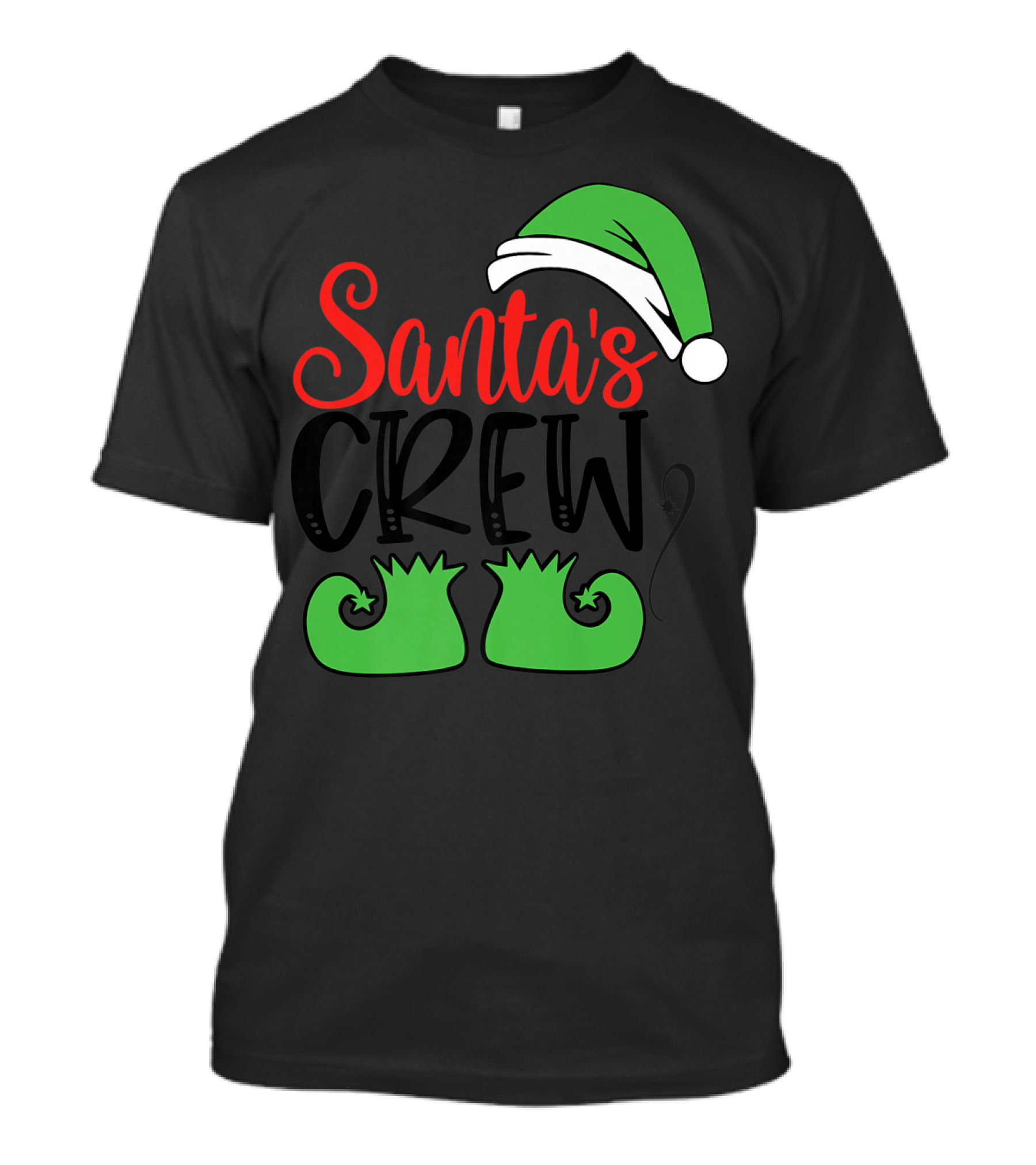 Santa's Crew Christmas Hat And Shoes T-Shirt
