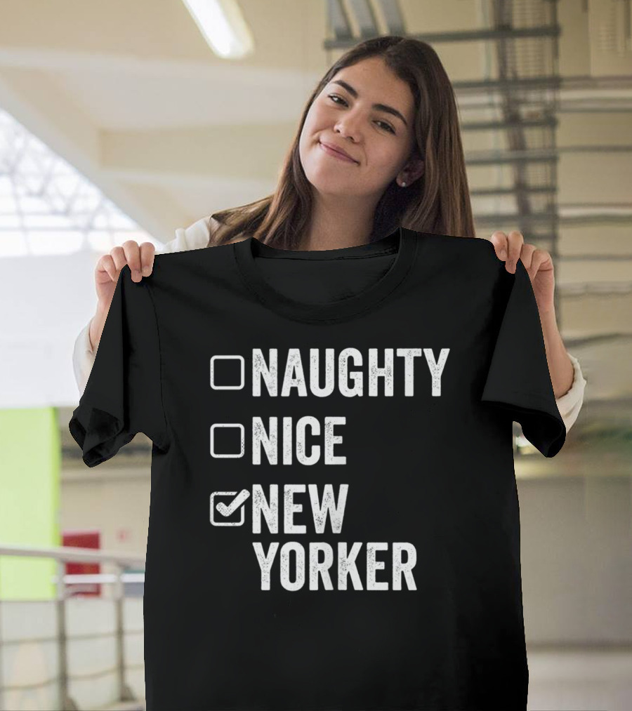 Santa's Naughty Nice New Yorker Checkbox Christmas List T-Shirt
