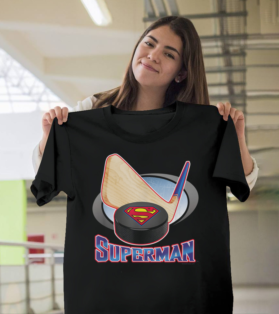 Superman Hockey Stick Puck T-Shirt