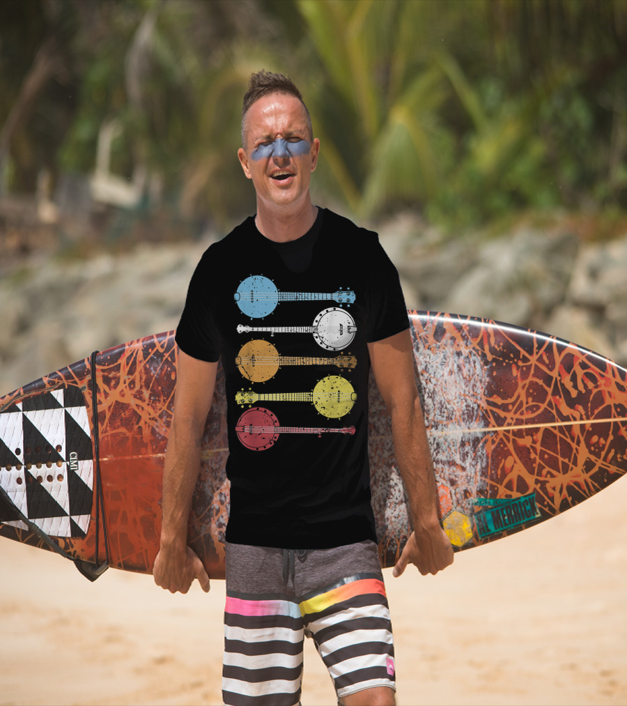 Vintage Banjo Country Music Colorful Banjos T-Shirt