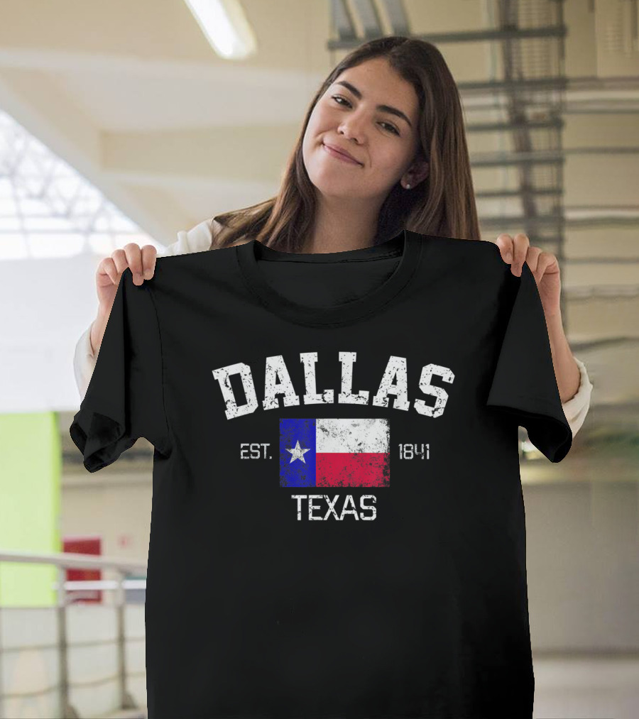 Dallas Texas Est 1841 Vintage Texas Flag Iconic T-Shirt