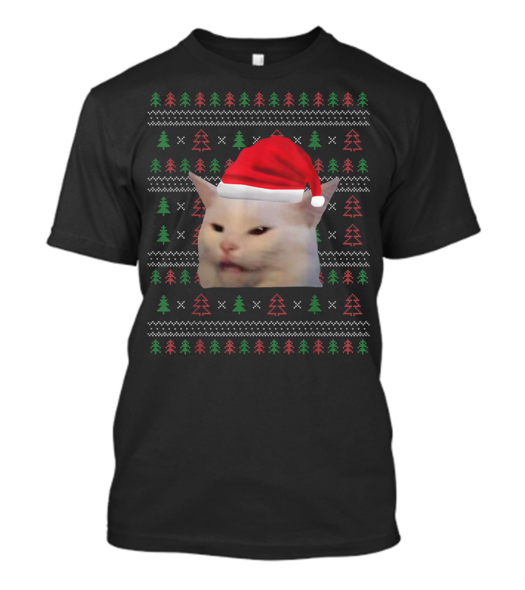 Christmas Confused Cat Meme Ugly T-Shirt