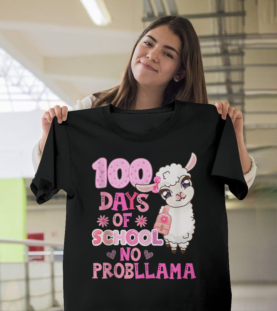 100 Days Of School No Probllama Cute Llama Backpack T-Shirt