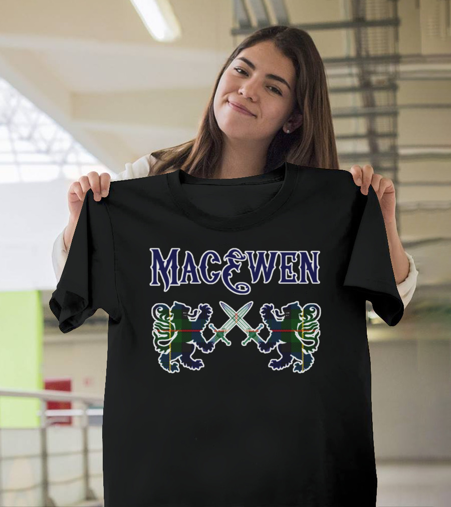 Macewen Scottish Clan Lion Tartan Family Name Iconic T-Shirt