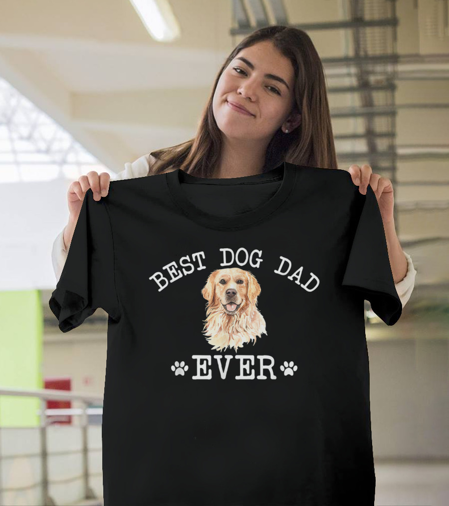 Best Dog Dad Ever Golden Retriever Paw Prints T-Shirt