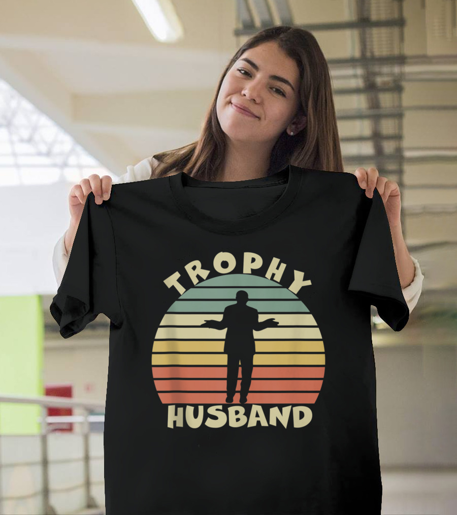Trophy Husband Retro Silhouette Funny Cool Father T-Shirt