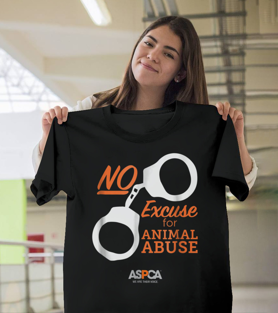 ASPCA No Excuse for Animal Abuse Handcuffs We Are Their Voice T-Shirt