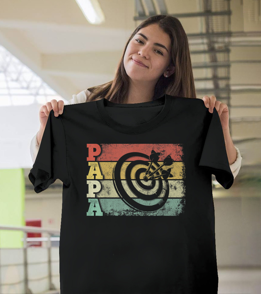 Papa Darts Vintage Target Father's Day Retro T-Shirt