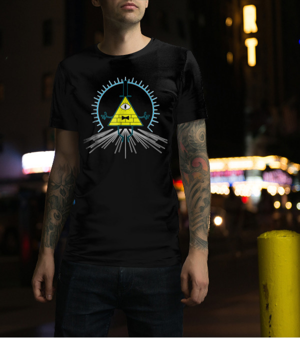 Glowing Bill Cipher Radiates Gravity Falls Mystery T-Shirt