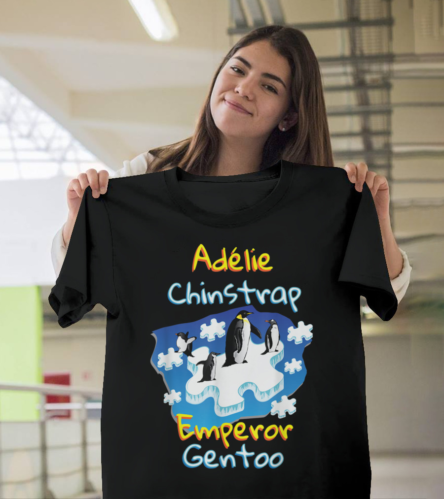 Adelie Chinstrap Emperor Gentoo Penguins Puzzle Autism T-Shirt