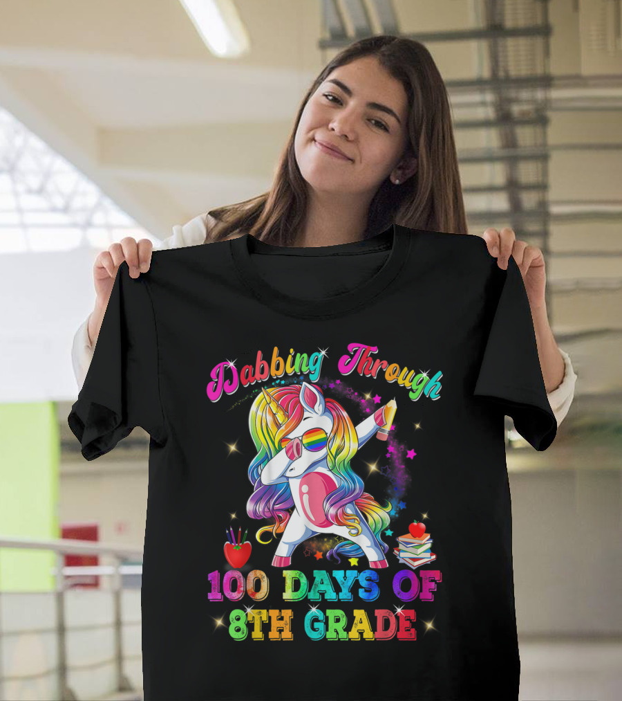 Dabbing Through 100 Days of 8th Grade Unicorn T-Shirt