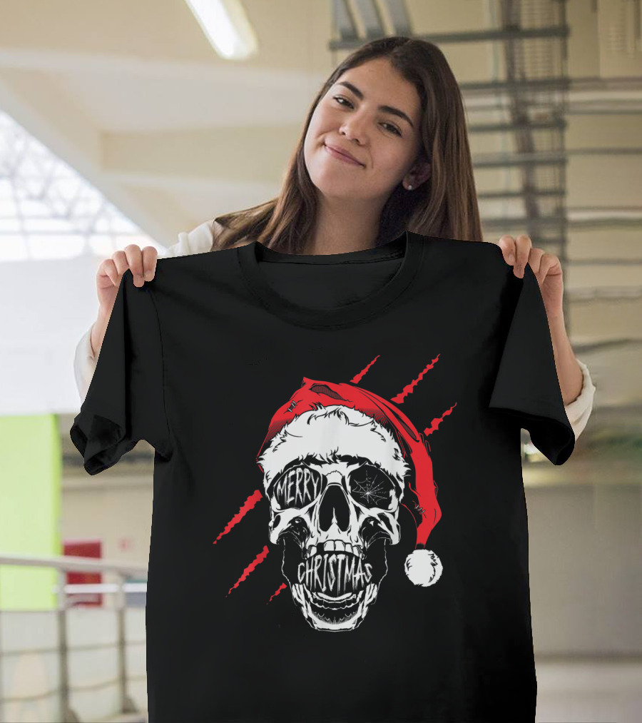 Merry Christmas Skull Santa Xmas Skulls T-Shirt