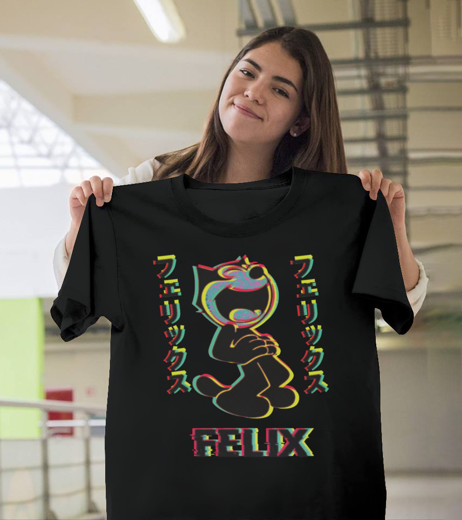 Vaporwave Otaku Anime Felix Cat Laughing T-Shirt