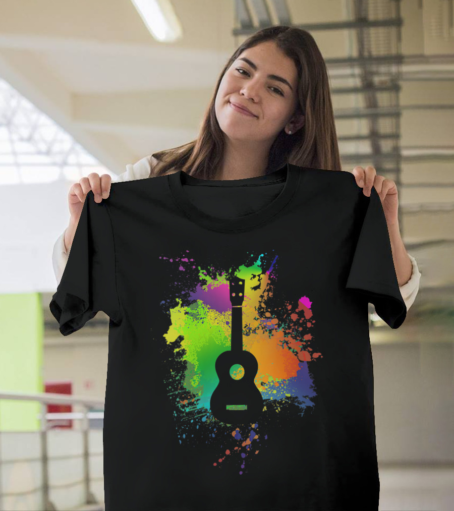 Ukulele Music Guitar Colorful Splash T-Shirt