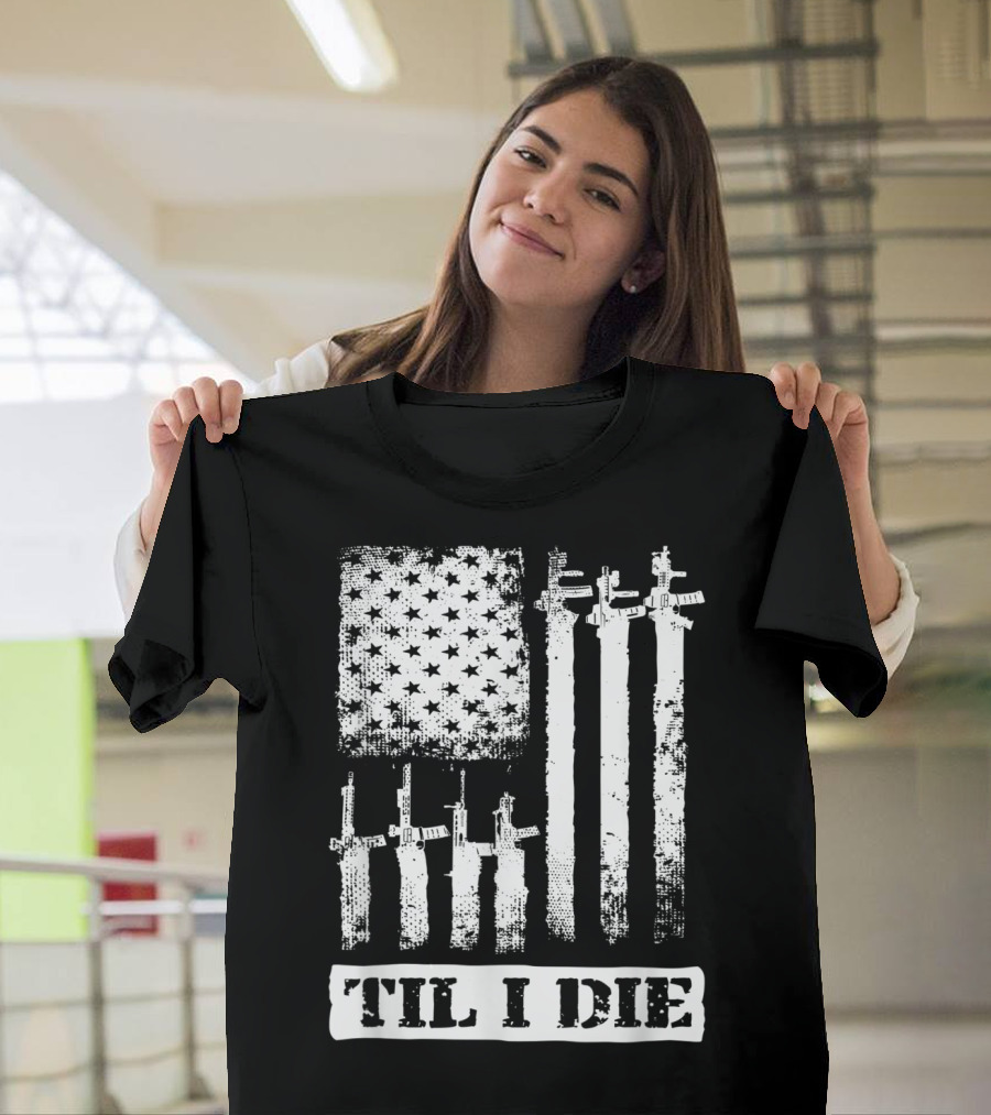 Black Rifle Coffee Til I Die American Flag AR-15 T-Shirt