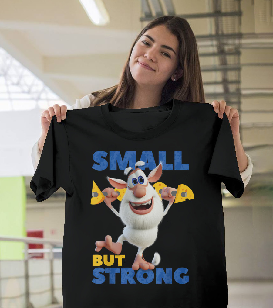Small But Strong Booba Holding Cheese Cartoon Character T-Shirt