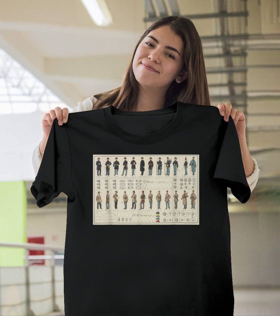 Civil War Uniform Diagram Soldiers and Insignia Visual Reference T-Shirt