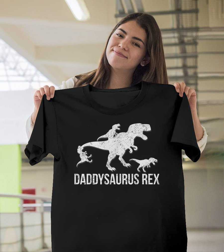 Daddysaurus Rex Dinosaur Family T-Rex with Kids T-Shirt