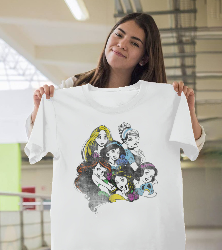 Disney Princess Group Vibrant Bold Color Pop T-Shirt