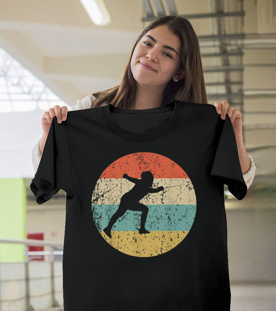 Vintage Fencer Retro Fencing Stripes T-Shirt