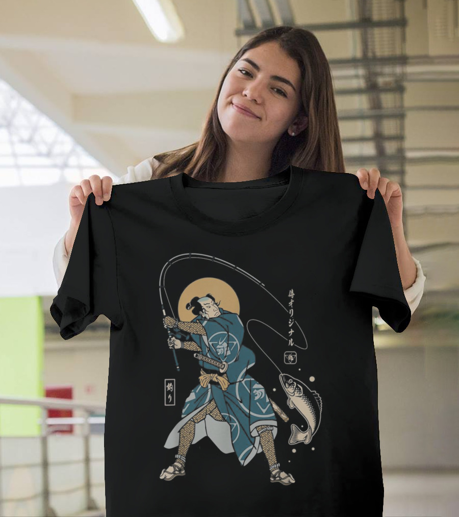 Fishing Samurai No3 Original Funny Samurai Fishing T-Shirt