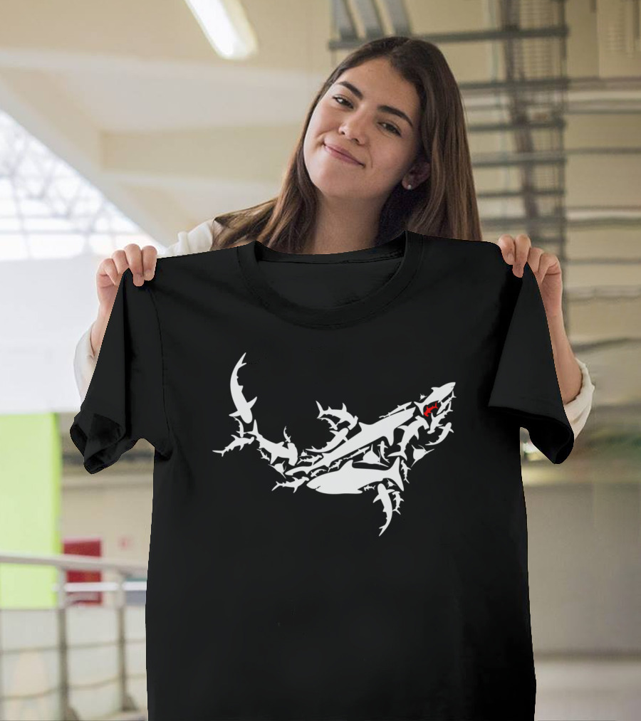 Great White Shark Ocean Silhouette Pattern Marine T-Shirt
