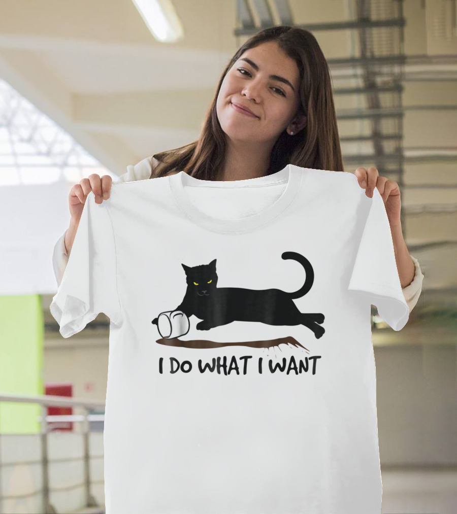 I Do What I Want Black Cat Spilled Mug T-Shirt
