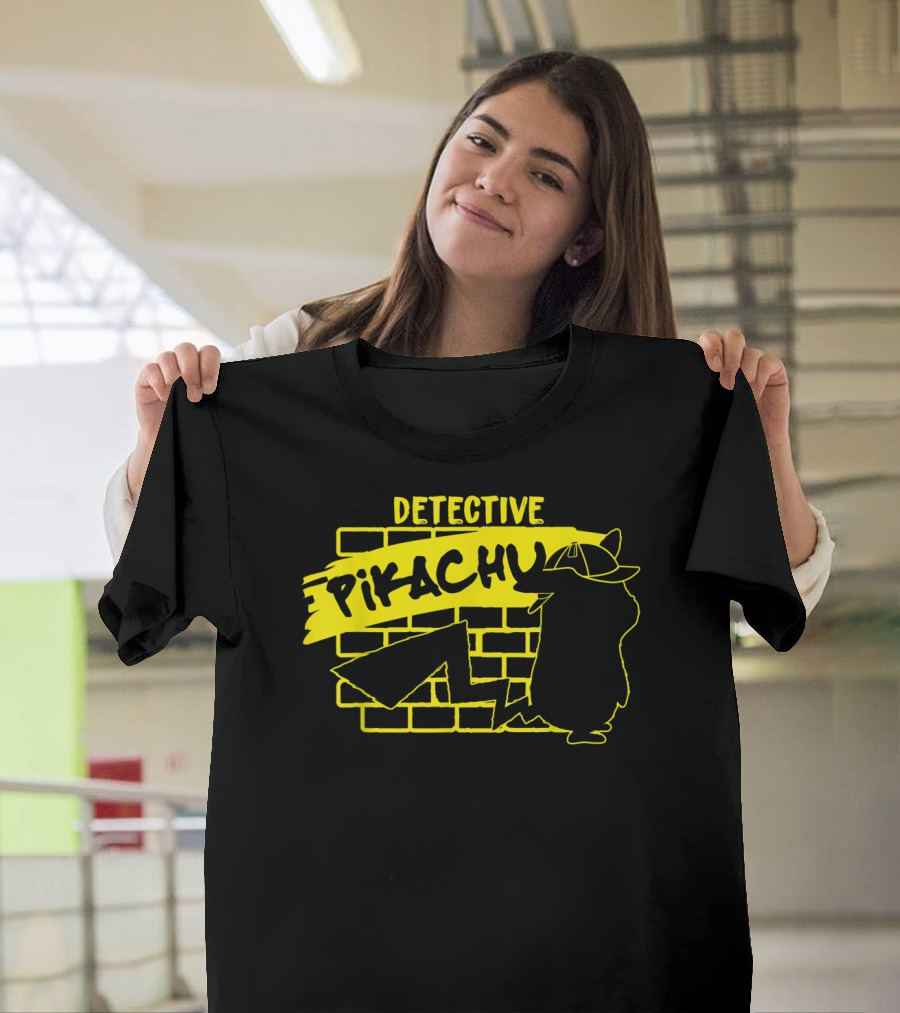 Detective Pikachu Graffiti Brick Wall T-Shirt