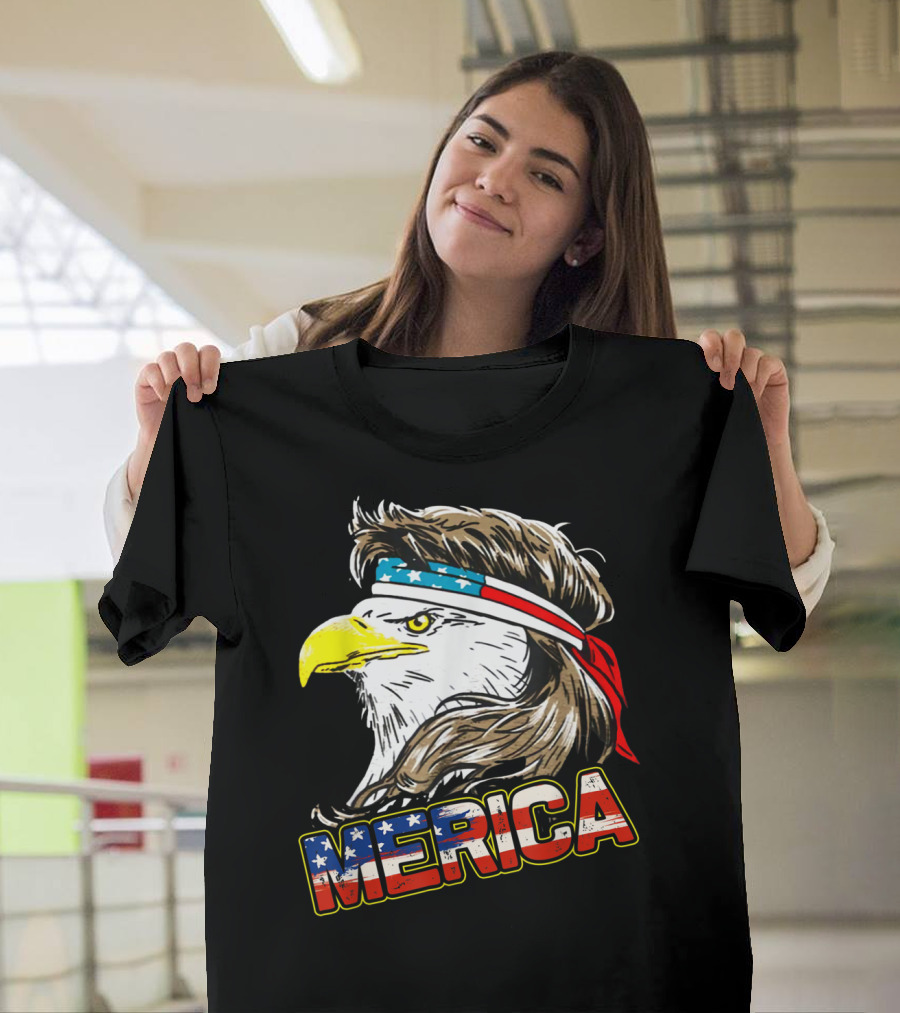 Merica Eagle Mullet American Flag 4th of July USA T-Shirt