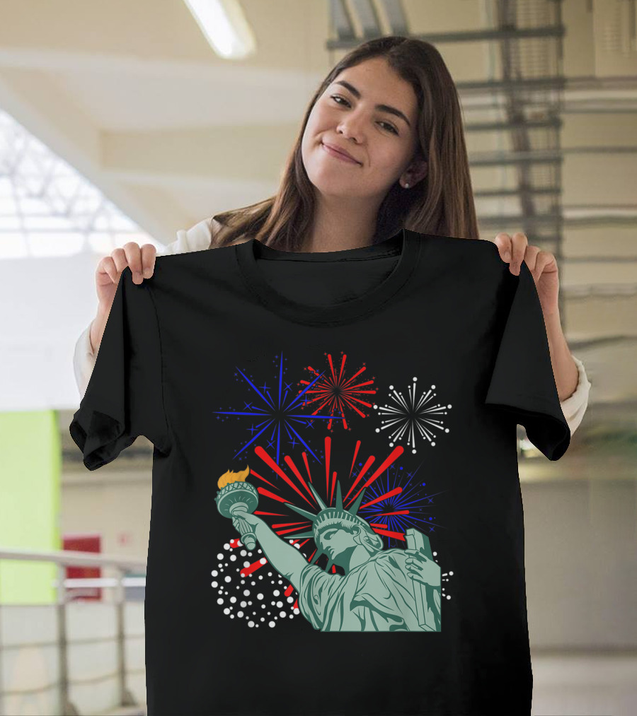 July 4th Funny Statue of Liberty with Fireworks T-Shirt
