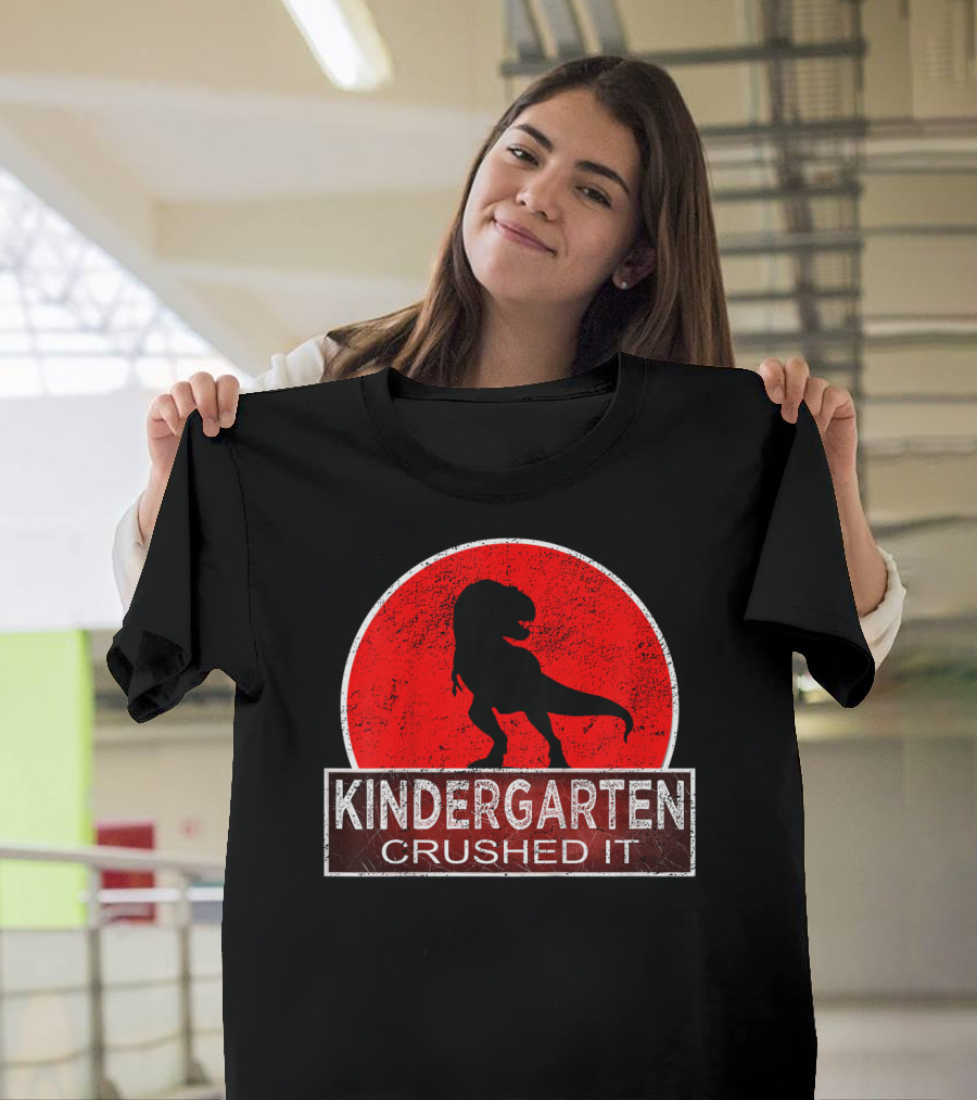 Kindergarten Crushed It Dinosaur Graduation Jurassic Park T-Shirt