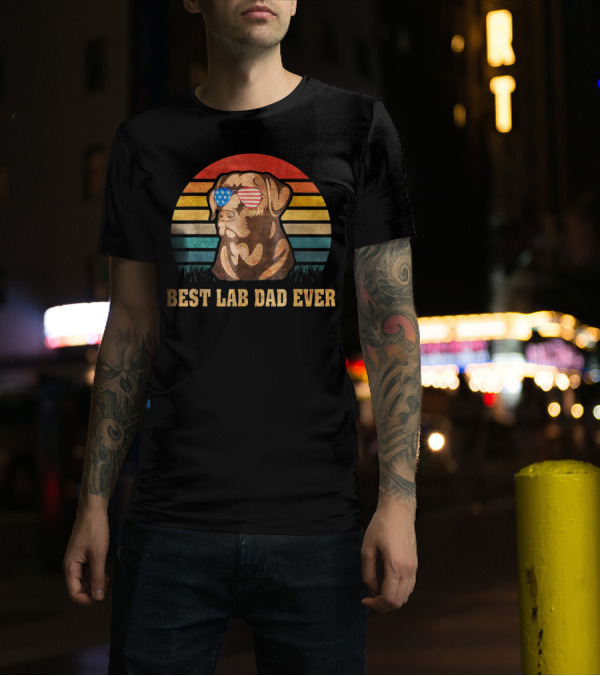 Best Lab Dad Ever Men's Father's Day Labrador Retro USA Glasses T-Shirt