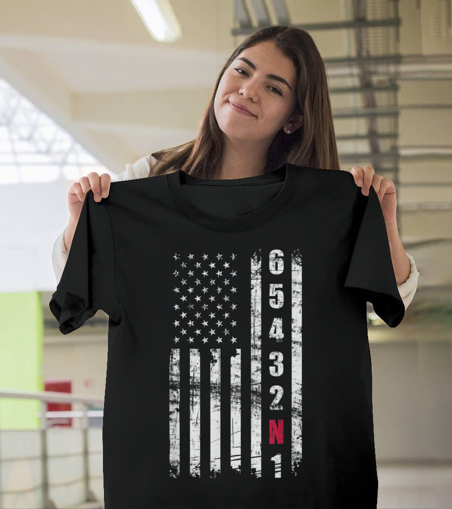 American Flag Motorcycle Gears 654321N Fun Motorbike T-Shirt