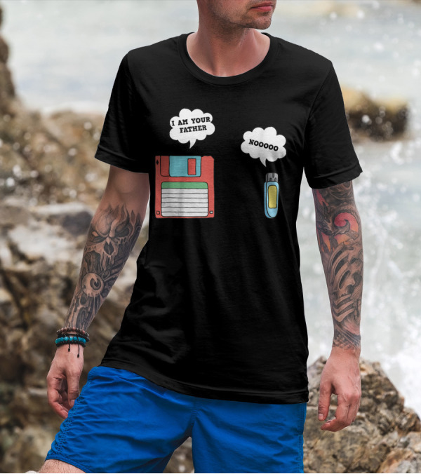 Nerdy Father Floppy Disk I Am Your Father Flash Drive Noooo Computer Geek T-Shirt