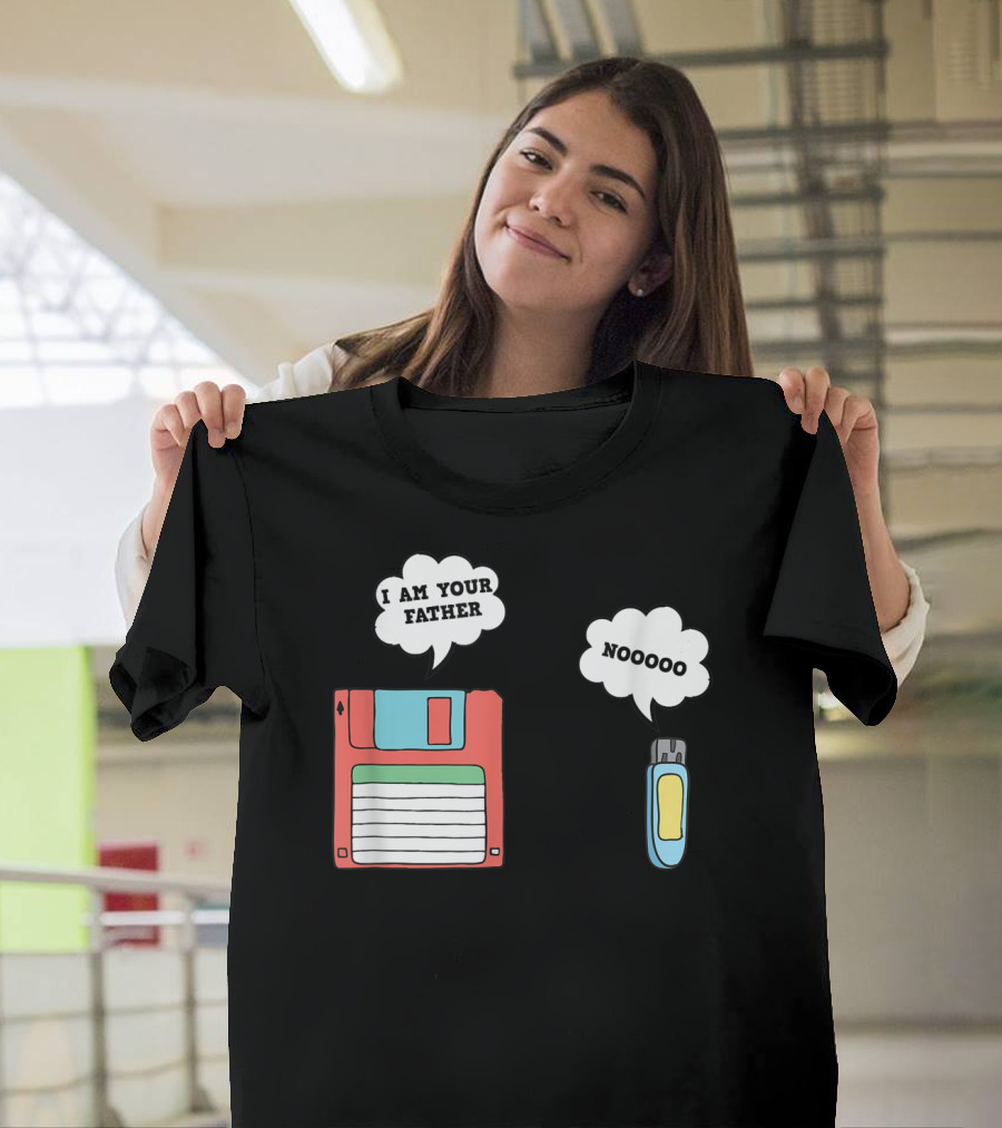 Nerdy Father Floppy Disk I Am Your Father Flash Drive Noooo Computer Geek T-Shirt