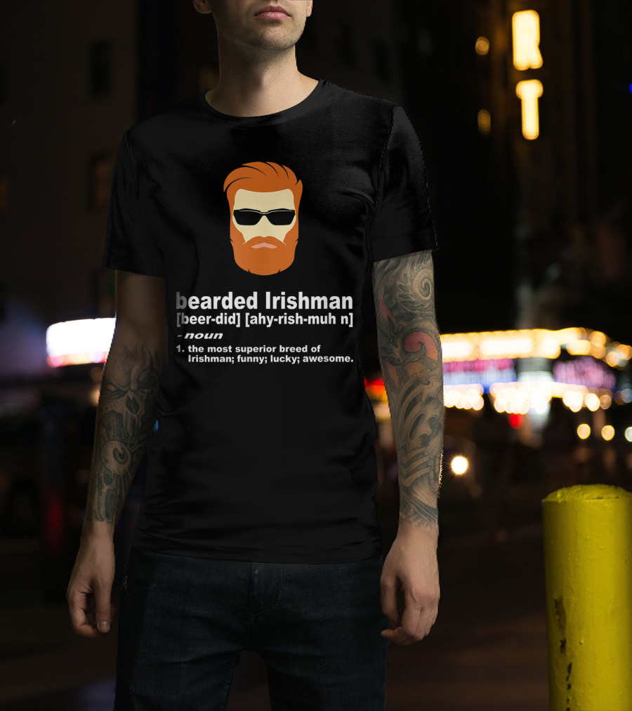 Bearded Irishman Definition With Copper Red Beard And Sunglasses T-Shirt