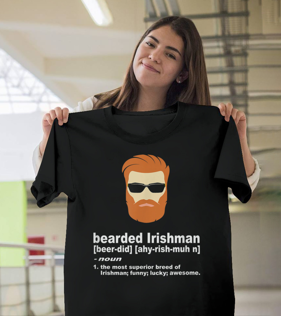 Bearded Irishman Definition With Copper Red Beard And Sunglasses T-Shirt