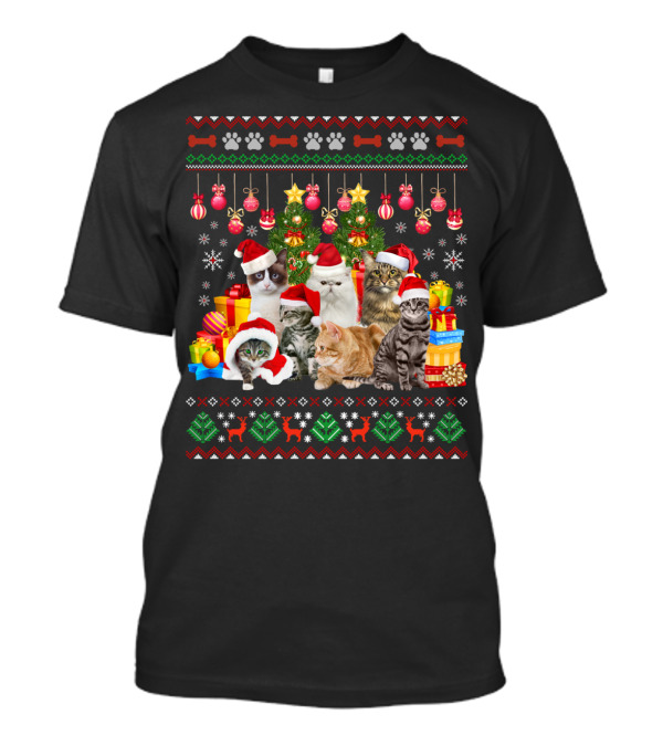 Cat Christmas Santa Paws Ugly T-Shirt