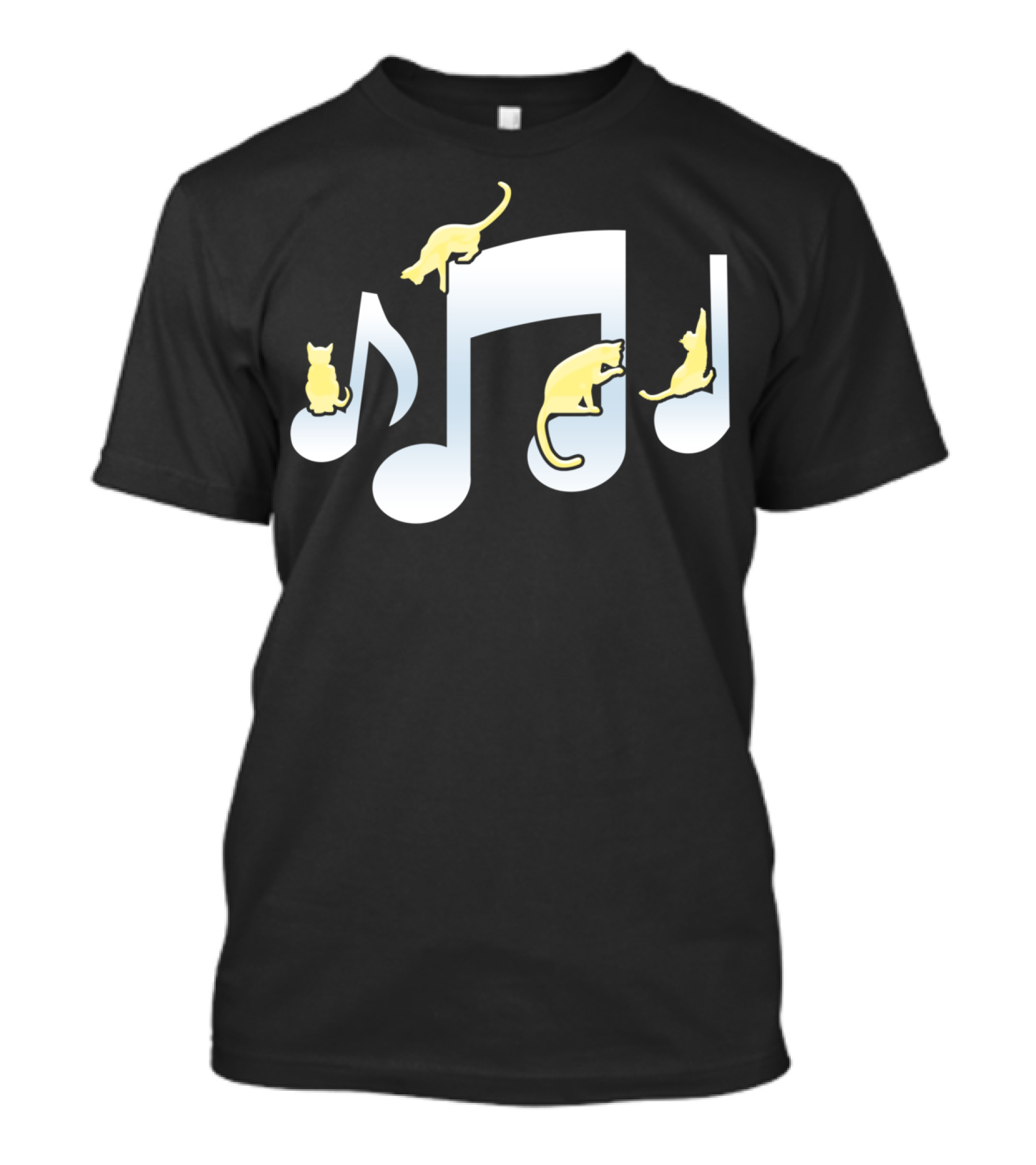 Cats And Musical Notes Playful Design For Cat Lovers T-Shirt