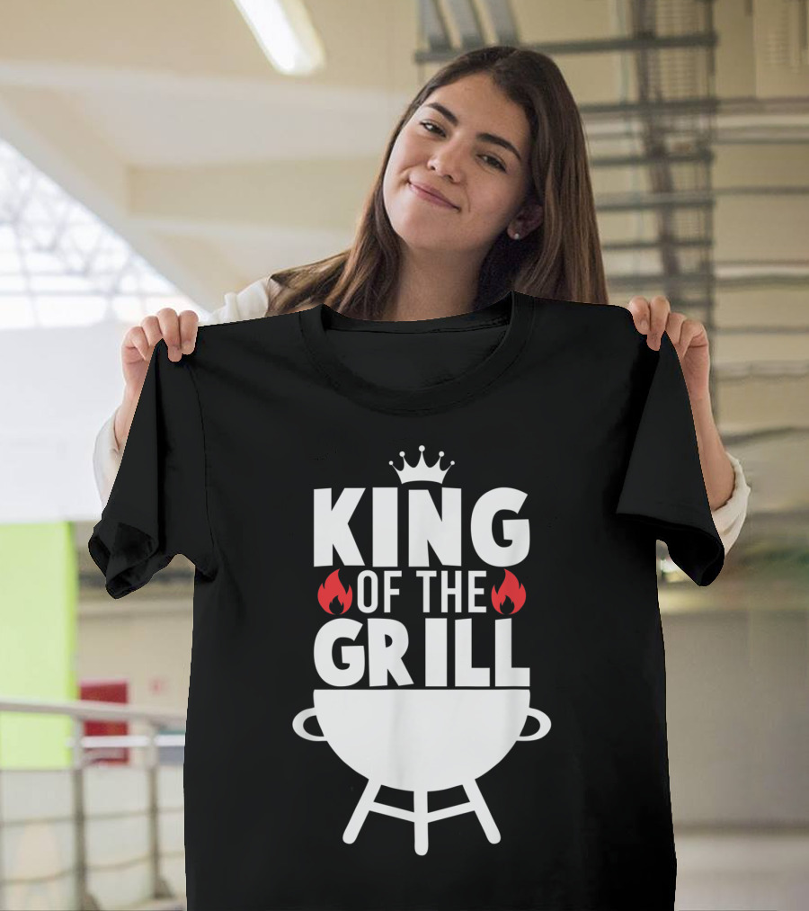 King of the Grill BBQ with Crown and Flames T-Shirt