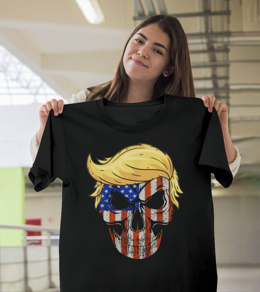 Funny Trump Skull American Flag Patriotic Iconic T-Shirt