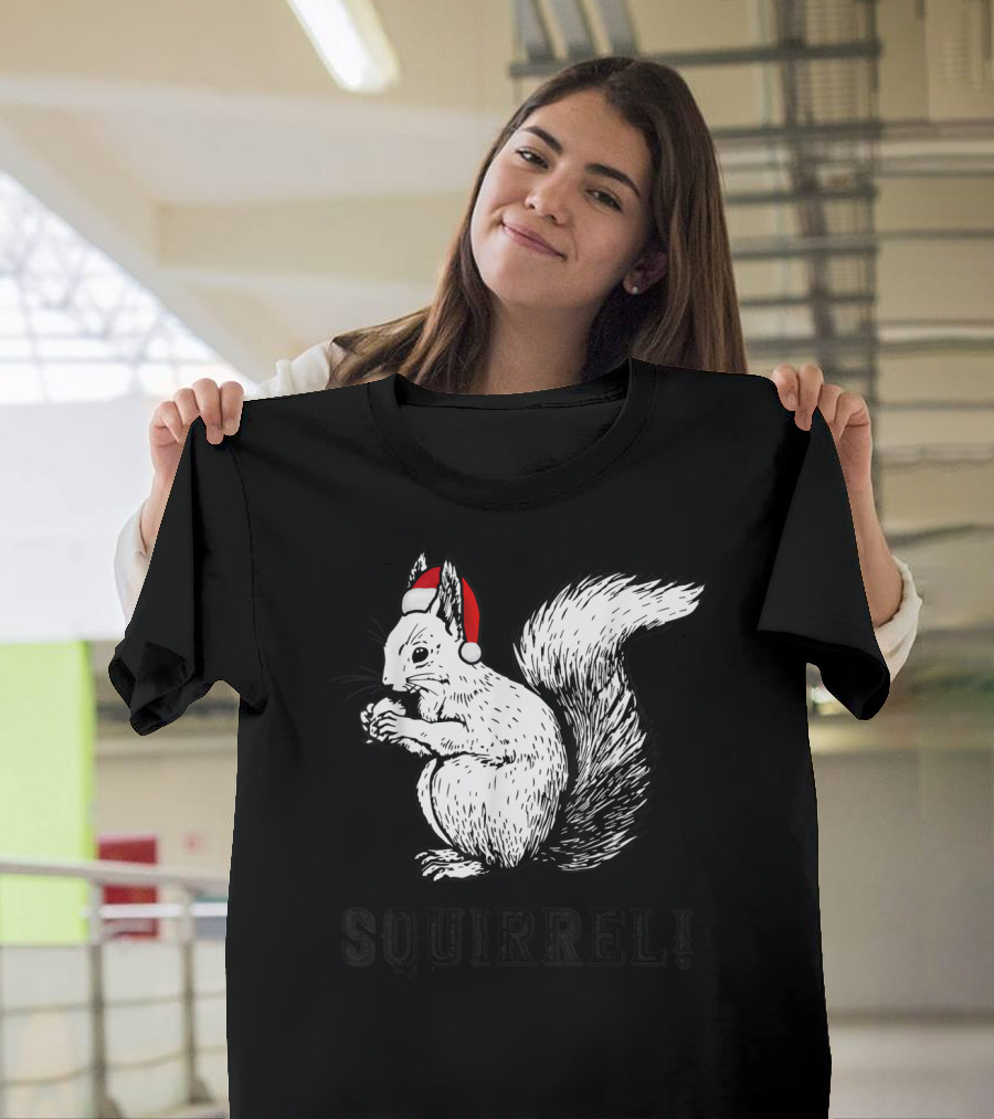 Squirrel Christmas Santa Hat Squirrel T-Shirt