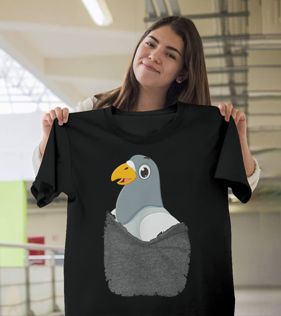 Cute Pigeon In Pocket For Pigeon Lovers T-Shirt