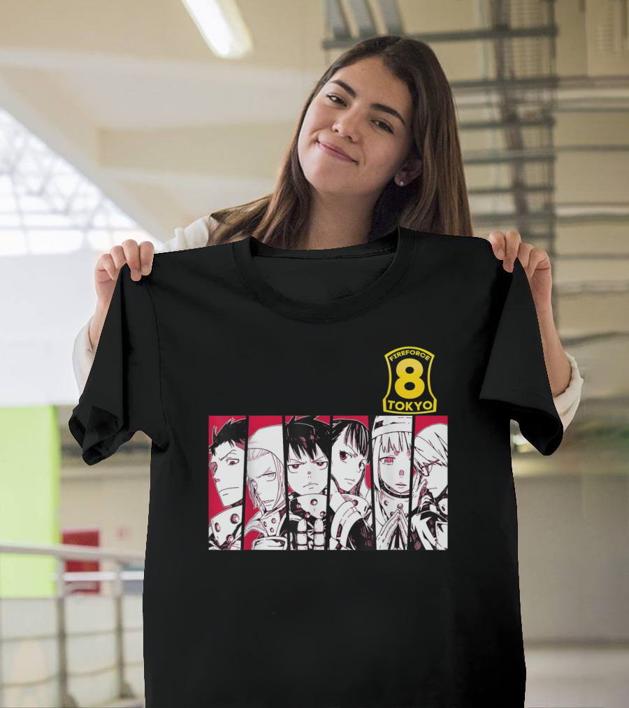 Fire Force Tokyo Eight Anime Characters Panel T-Shirt