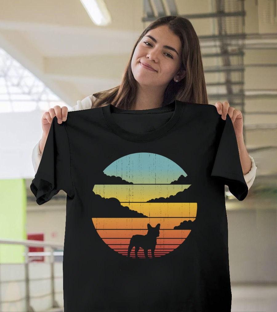 French Bulldog Vintage 60s 70s Sunset T-Shirt