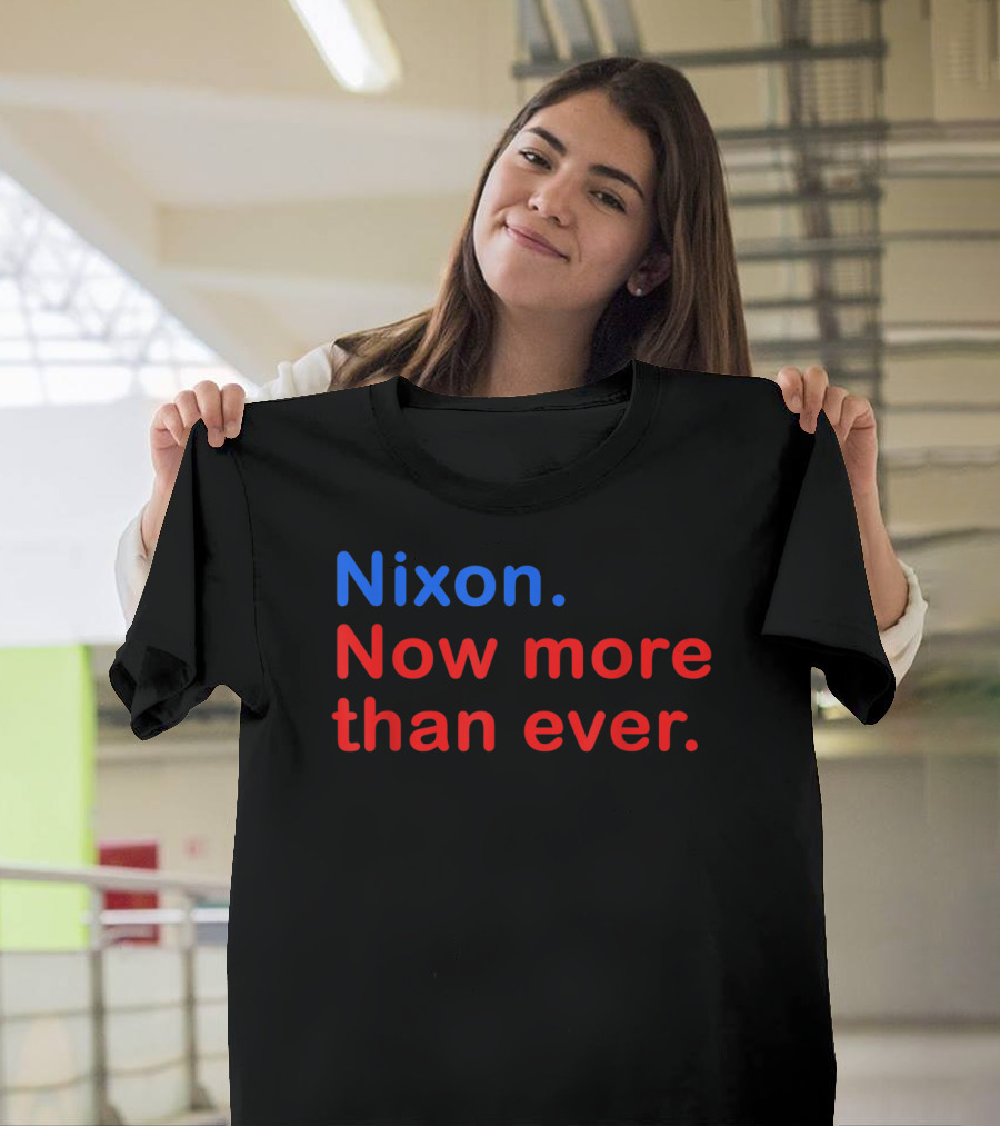 Nixon Now More Than Ever Classic Red and Blue Text T-Shirt