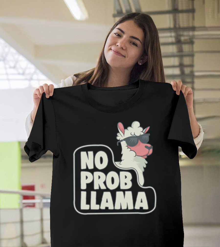 No Probllama Funny Llama Lover Sunglasses Cool T-Shirt
