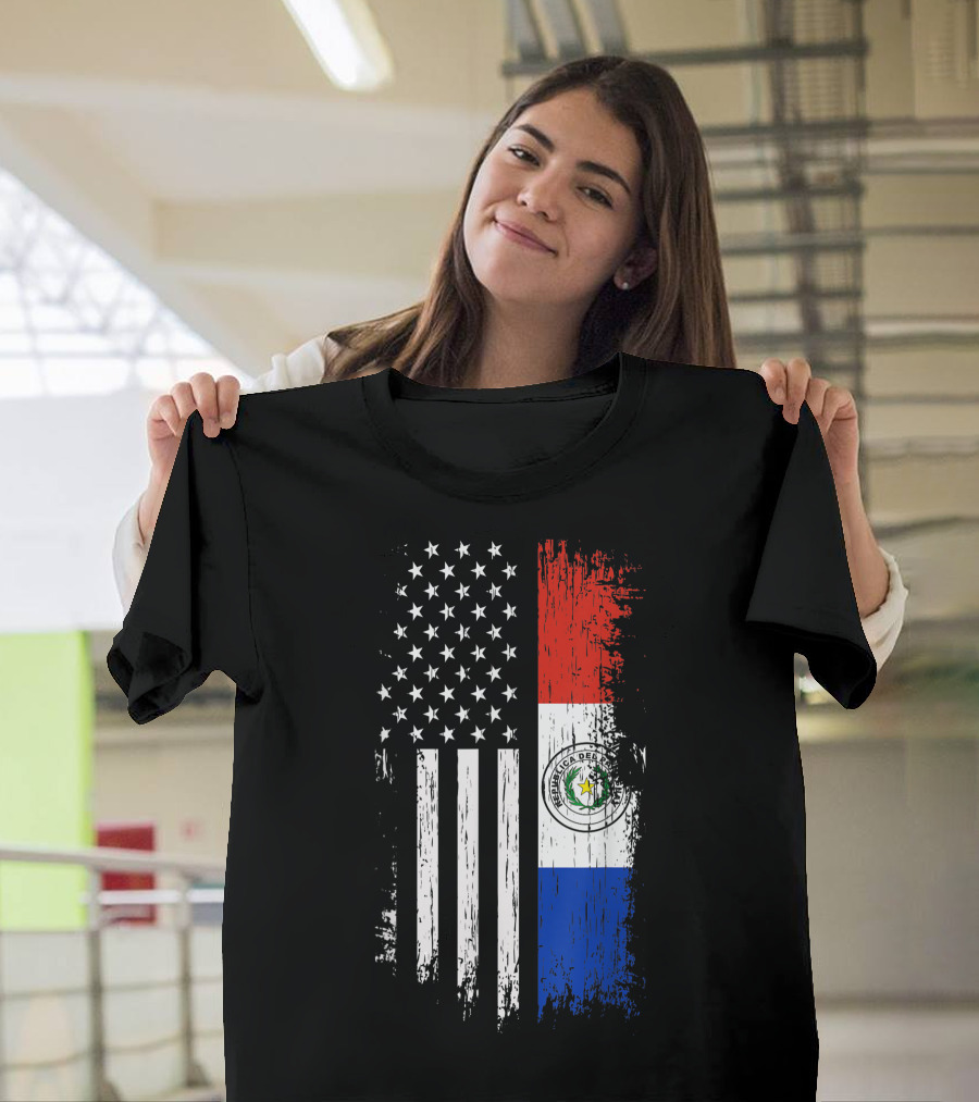 Paraguayan American Flag Distressed Design Paraguay USA Pride T-Shirt